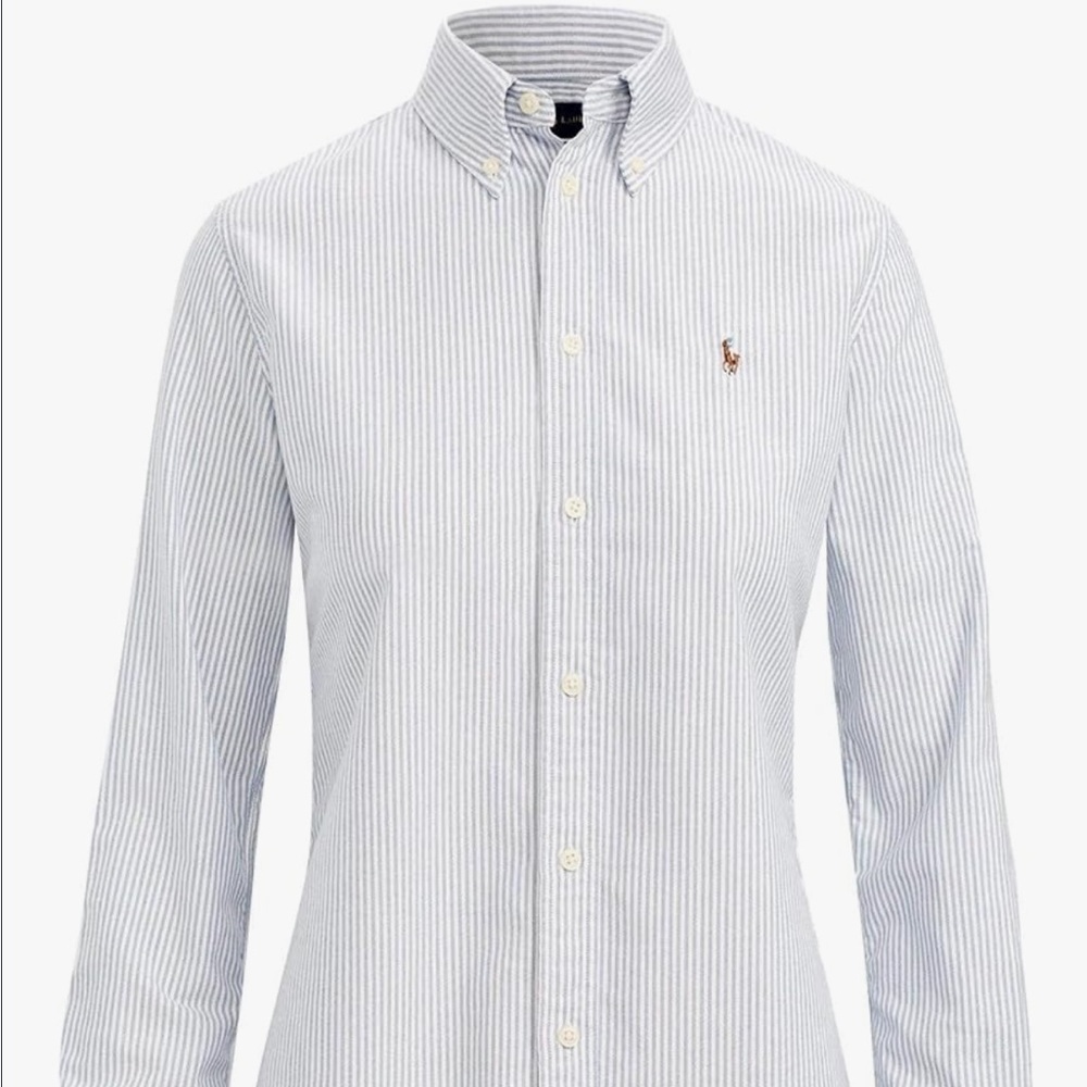 Women's Oxford Classic Fit Button Down Shirt Blue/White Stripe